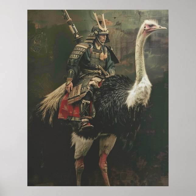 Poster de Ostrich do Samurai em Andamento Medieval (Frente)