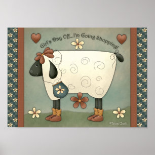 Poster de Ovinos Whimsical Prim Country