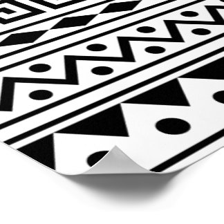 Poster de padrão asteca a preto e branco