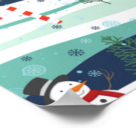 Poster de Padrão de Elementos de Natal na Paisagem