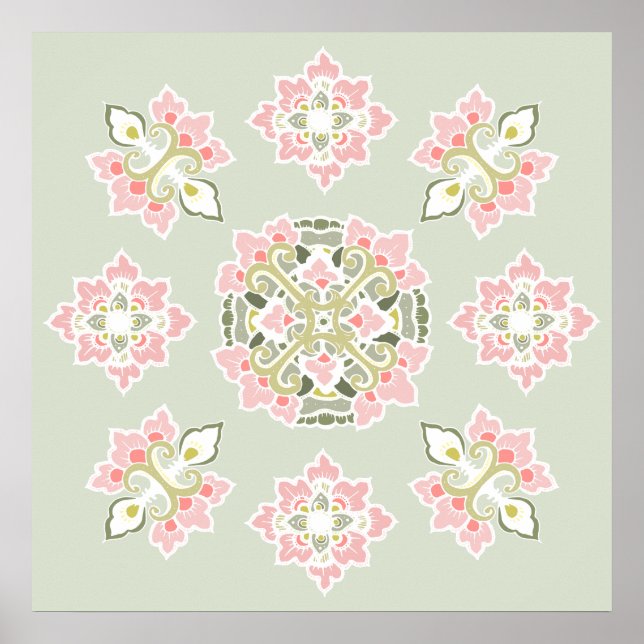 Poster de Padrão de Ornamento Colorido de Pastel (Frente)