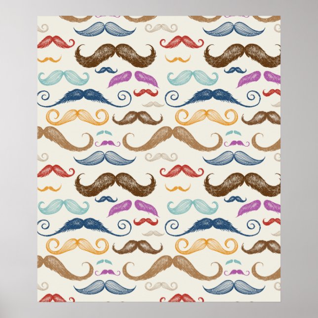 Poster de padrão do bigode do hipster (Frente)
