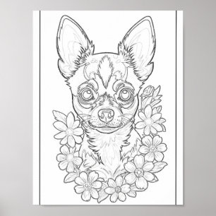 Poster de Página de Coloração do Chihuahua Puppy A