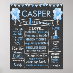 POSTER DE PAINEL DE ANIVERSÁRIO DE BALÕES AZUIS