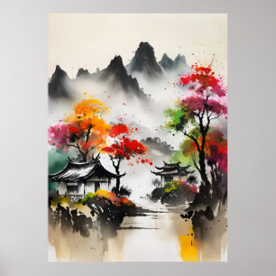 POSTER de paisagem de Desenho de Tinta AI