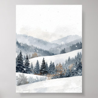 Poster de Paisagem de Neve da Floresta Inverna