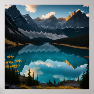 Poster de Paisagem do Lago Flor Amarelo