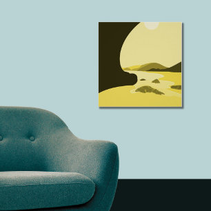 Poster de paisagem por praia amarela de arte digit