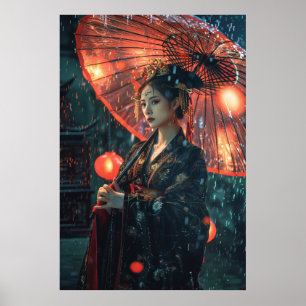 Poster de paisagem urbana futurística ciberpunk co