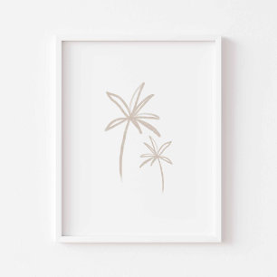 Poster de palmeira minimalista de aquarelas boho