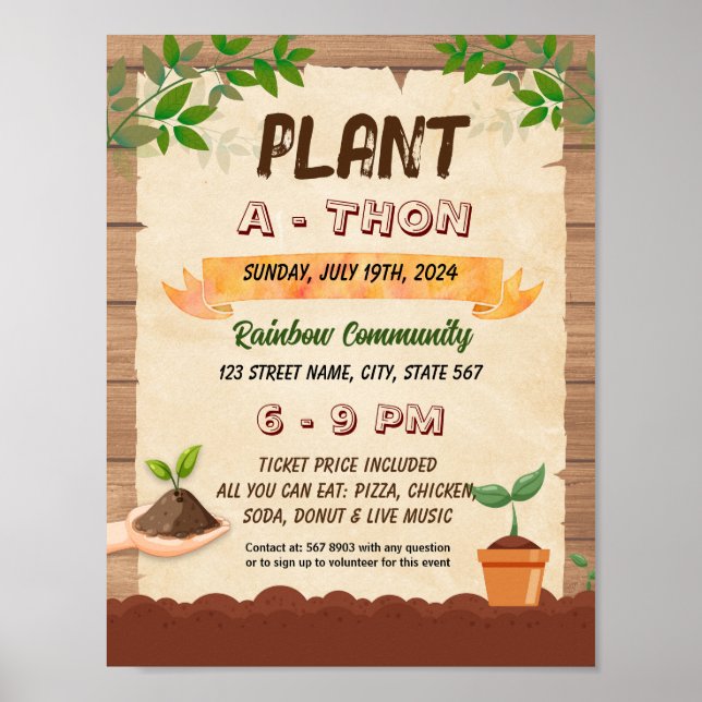 Poster de panfleto de planta-a-thon (Frente)