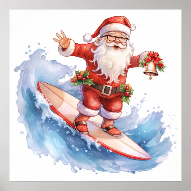 Poster de Papai noel de surfe (Frente)