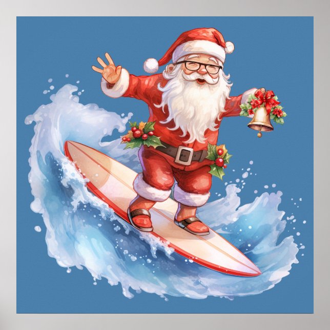 Poster de Papai noel de surfe (Frente)