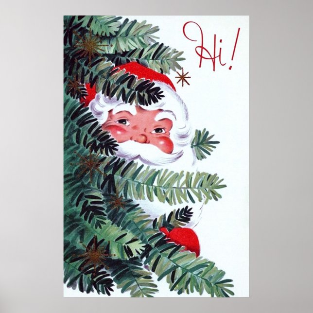 poster de Papais noeis de férias de natal vintage  (Frente)