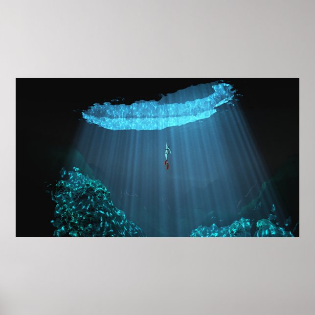 poster de papel 36"x20" com imagem "Mayan Cenote" (Frente)