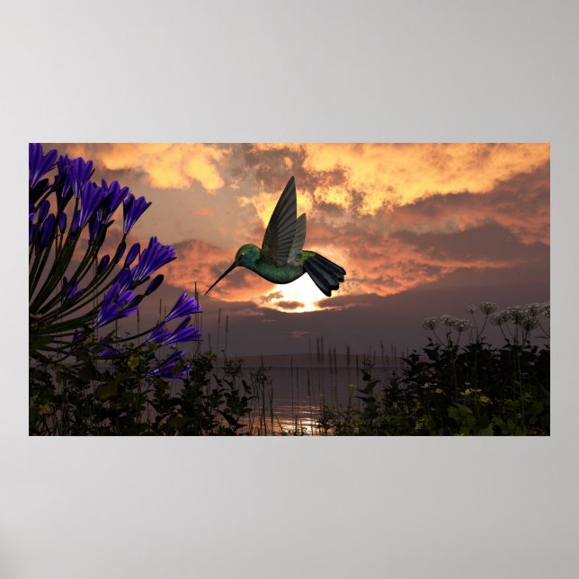 poster de papel 36"x40" com "Voo do Hummingbird (Frente)