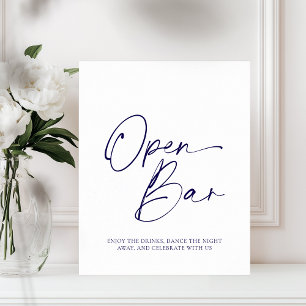 Poster de papel "Bar aberto" elegante com caligraf