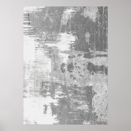 Poster de Parede de Abstrato Branco e cinza de