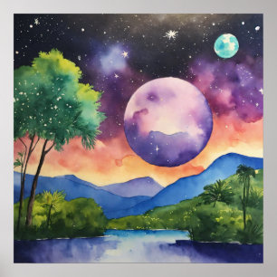 Poster de Parede de Aquarela Colorida