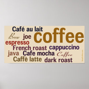 Poster de parede de nuvem de café