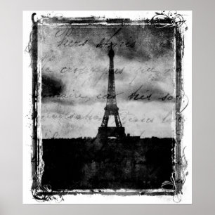Poster de Paris da borda do Grunge