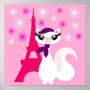 Poster de Paris do Gatinho bonito