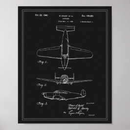Poster de Patente de Avião Blueprint viagens vinta