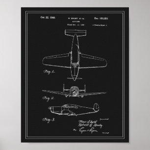 Poster de Patente de Avião Blueprint viagens vinta