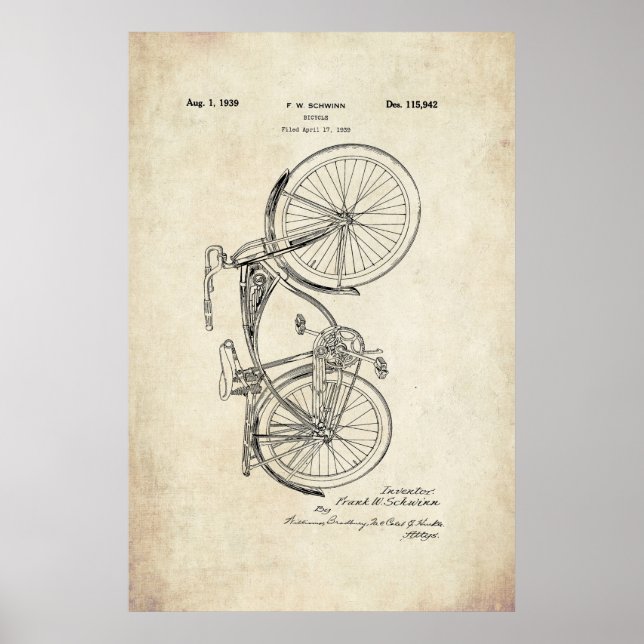 Poster de Patente de Bicicleta Schwinn (Frente)