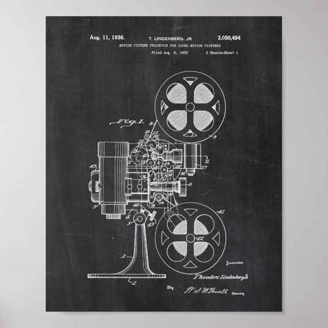 Poster de patente do projetor de filmes (Frente)