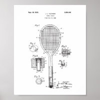 Poster de Patente Racket de Tênis original - Vinta