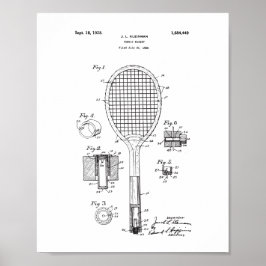 Poster de Patente Racket de Tênis original - Vinta
