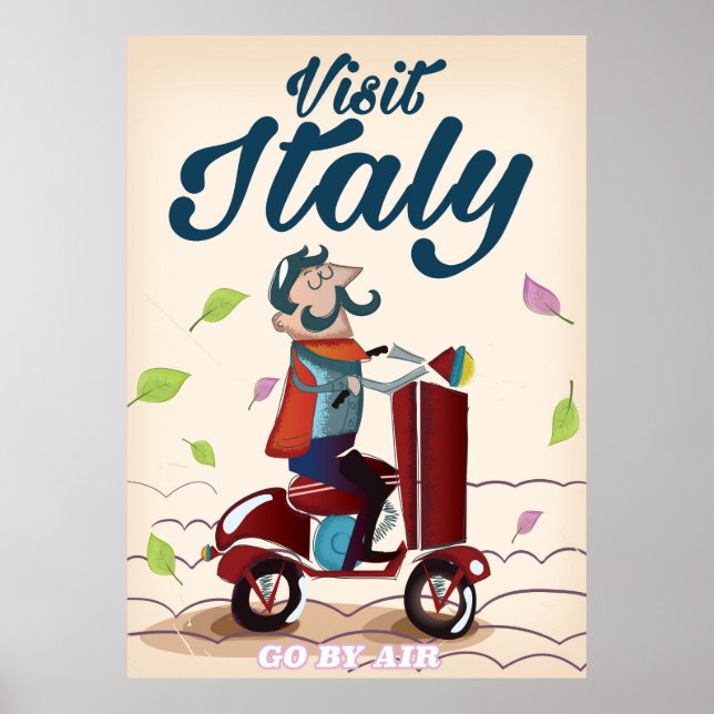 Poster de patinete de desenho italiano. (Frente)