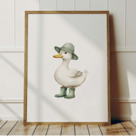 Poster de Pato em Botas Verde Musgo Decoração de Q