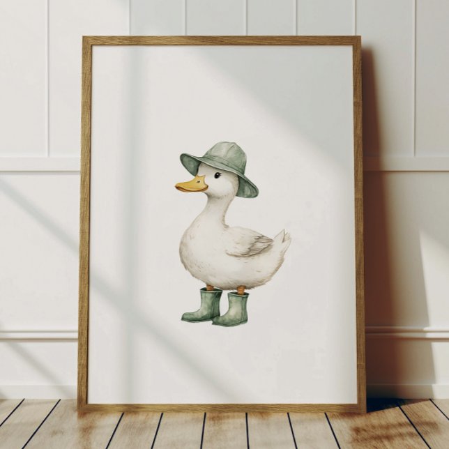Poster de Pato em Botas Verde Musgo Decoração de Q (Criador carregado)
