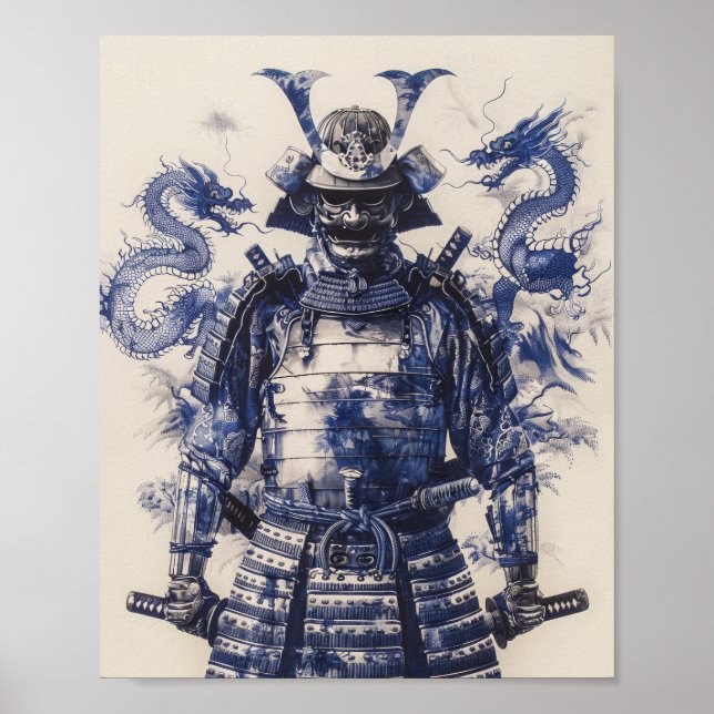 Poster de pé do guerreiro Samurai totalmente blind (Frente)