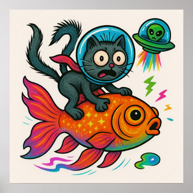 Poster de Peixe Anel de Gato Espacial (Frente)