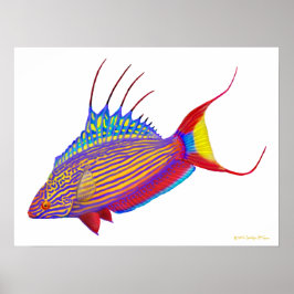 Poster de Peixe-Cruzado de Flasher de Psychedelic 