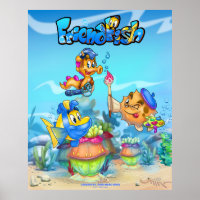 Poster de peixe de animação fofo FriendFish
