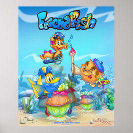 Poster de peixe de animação fofo FriendFish