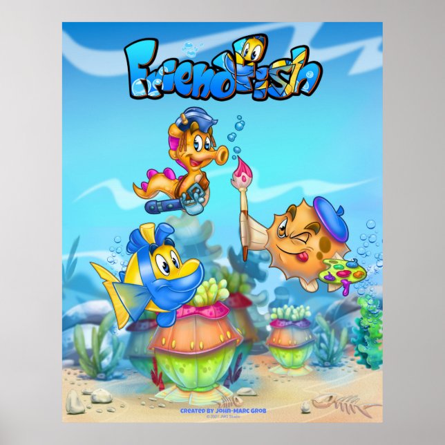 Poster de peixe de animação fofo FriendFish (Frente)
