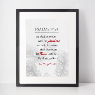 Poster de Penas Monocromáticas Psalm 91:4