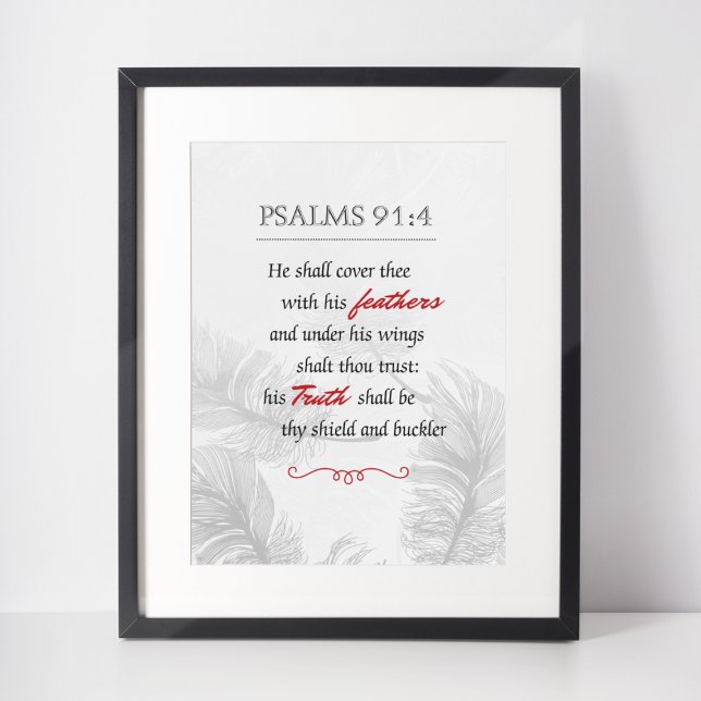 Poster de Penas Monocromáticas Psalm 91:4 (Criador carregado)