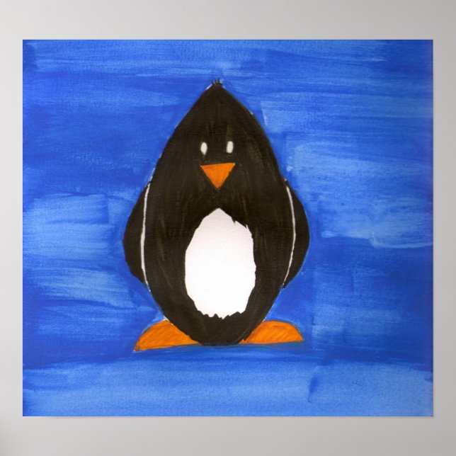 Poster de Penguin de Aquarela (Frente)