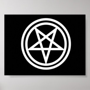 Poster de pentagrama invertido preto e branco, med
