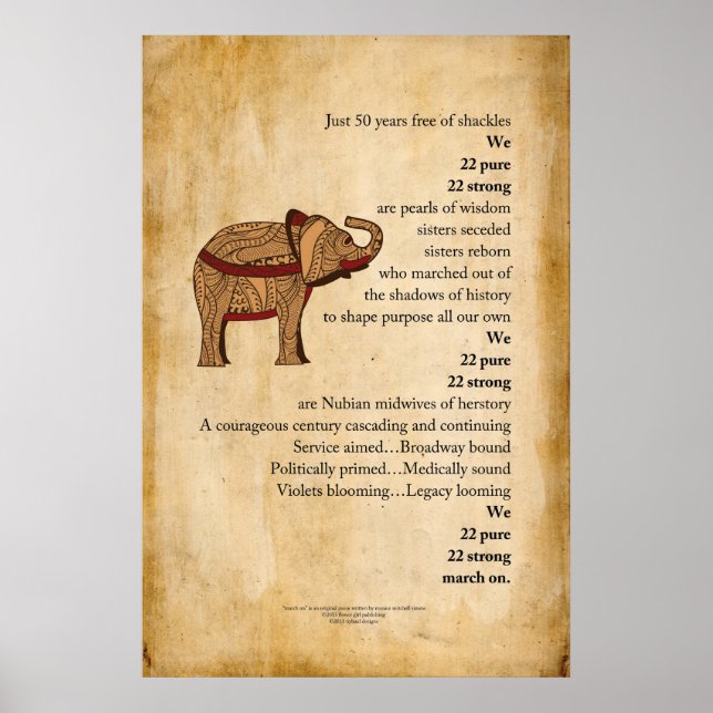 poster de Pergaminho de Elefante Poem "March On" (Frente)