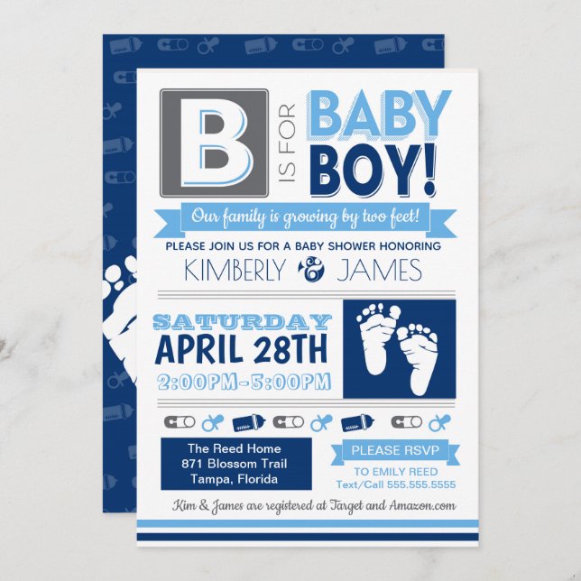 Poster de Pés-Bebês Estilo Chá Convite 3 (Frente/Verso)