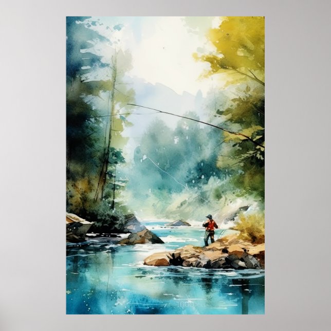Poster de Pesca com Voo de Cadeias - Arte de Pared (Frente)