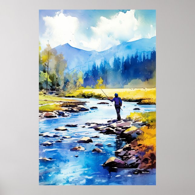 Poster de Pesca com Voo de Cadeias - Arte de Pared (Frente)