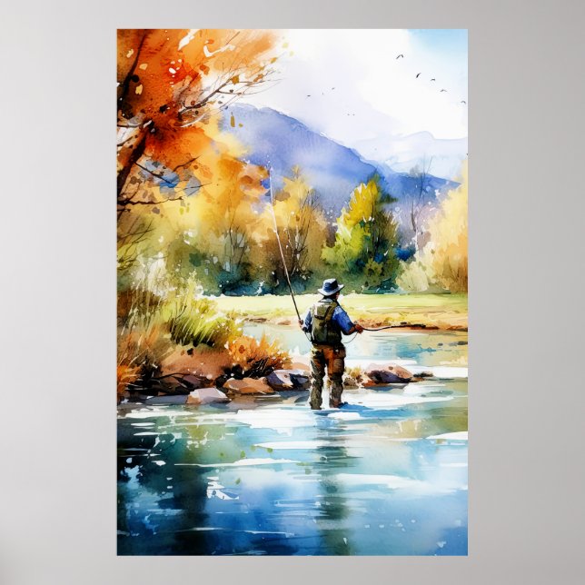 Poster de Pesca com Voo de Cadeias - Arte de Pared (Frente)